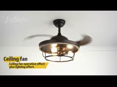 Потолочный вентилятор черноты держателя сельского дома промышленный полный для кухни спальни комнаты прожития video