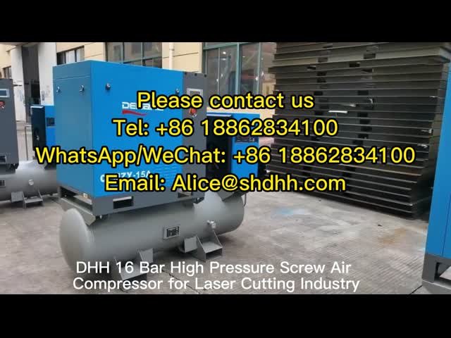 Комбинированный винтовой воздушный компрессор мощностью 20 л.с. и мощностью 15 кВт Двухвинтовой воздушный компрессор с резкой волокна видео