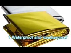 Утяжеленное термоизоляции Mylar одеяла фольги спасения выживание аварийной отражательное на открытом воздухе video