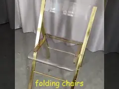 Стул свадьбы складчатости стула железного каркаса нержавеющей стали золота прозрачный акриловый для гостиницы video