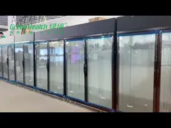 Супермаркет отсутствие замораживателя дисплея комода двери замораживателей острова Frost большого стеклянного video