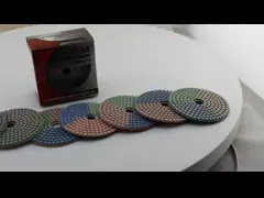 3-Color пусковые площадки диаманта 4 дюймов влажные полируя для полируя пола мраморного гранита конкретного video