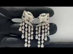 Inspired Panthere de Cartier Earrings 18k White Gold with Diamonds