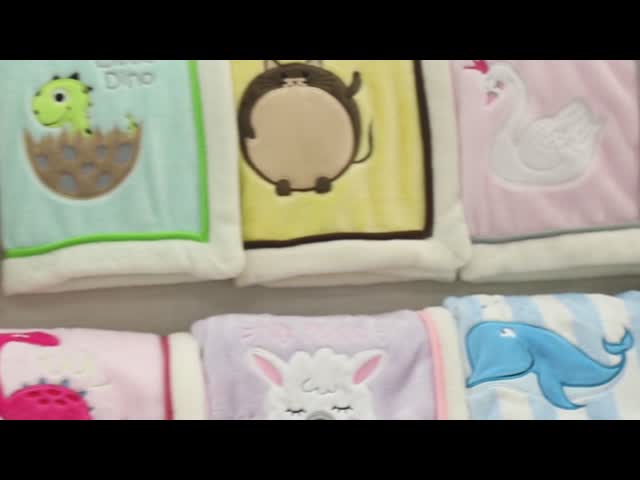 カラフルなソフト新生児ブランケットフェード耐性刺繍アニマルプリントぬいぐるみブランケット