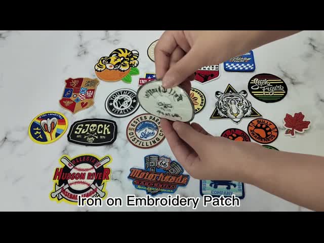 Дизайны вышивки ткани латают изготовленные на заказ вышитые заплаты логотипа видео