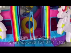 13ftx13ftx11.5ft  Rainbow Unicorn Bouncy Castles Bounce House video