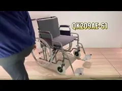 Тучности кресло-коляскы колеса фронта 8 дюймов складывая тело стальной большое утяжеляет высоту 51cm сидя video