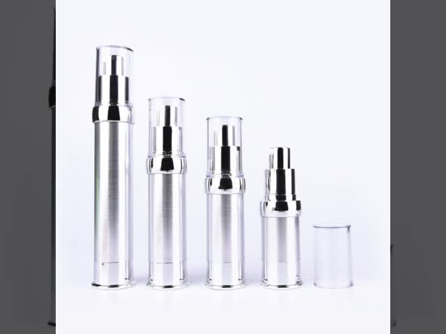 Plastic Airless White Polish Customized Lotion Bottle10ml - 30ml Silver Body video