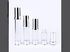 Casquillo de aluminio claro COMO botella de dispensación plástica del suero con la bomba 10ml - 30ml video