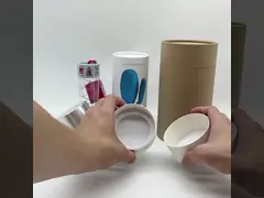 Естественная подарочная коробка трубки картона Брауна цвета с ODM OEM ручки верхней части ткани video