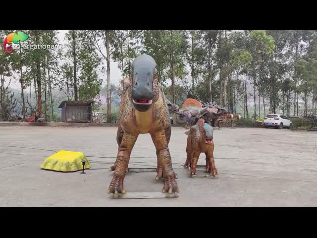 Модель динозавра Parasaurolophus в натуральную величину Animatronic динозавра тематического парка реалистическая для парка атракционов видео