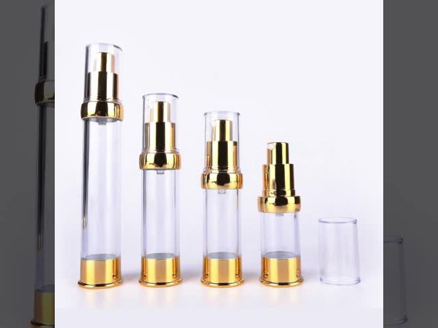 Plastic Clear White Silver Overcap Airless Cosmetic Bottles Packaging For Lotion 10ml - 30ml video