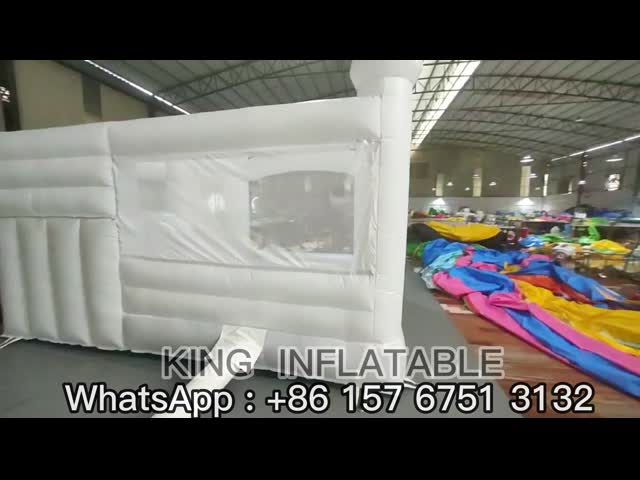 Decorações do banquete de casamento de Pit Combo Jumper Bouncy House da bola da corrediça do castelo do rei Inflatable White Bounce que saltam a cama
