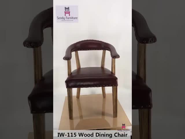 Стул Брауна крытый деревенский кожаный/крепкая древесина дуба обедая стул с подлокотником видео
