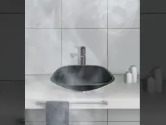 Замороженная раковина сосуда тазов мытья Bathroom Кристл каменная прямоугольная черная штейновая video