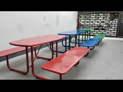 Waterproof Rustproof Outdoor Picnic Tables Perforated Steel Material For Park video