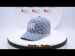 4 Eyelet Washed Cotton Denim Baseball Cap With Embroidered Logo