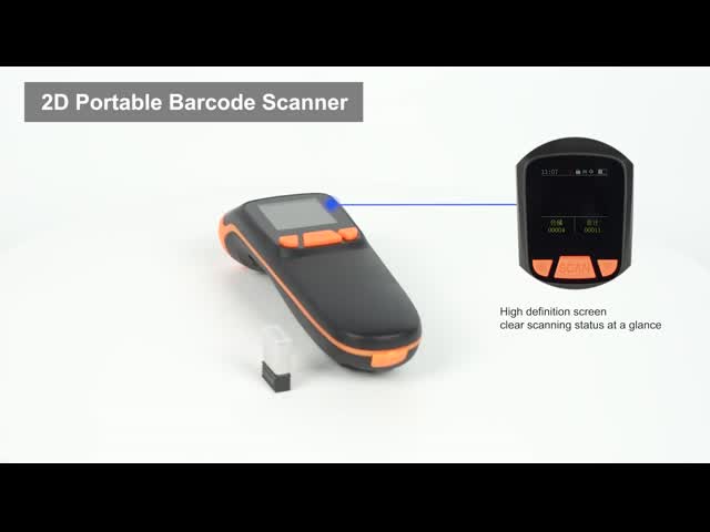 Bluetooth Wireless Portable Barcode Scanner 1000mA 2D Mini Pocket With Display Screen