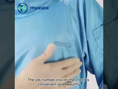 корпии Coverall потока полиэстера нити чистой комнаты ESD одежд пальто лаборатории чистой комнаты одежд Washable свободные от video