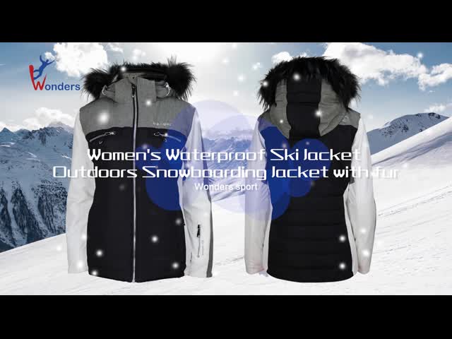 毛皮が付いている最もよい防水スキー ジャケットの女性の屋外のスノーボードのジャケット