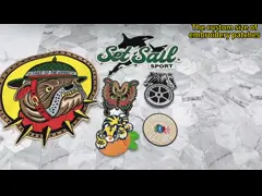 Polyester Threads Embroidery Logo Patches Merrow Border Clothing Embroidery Patches