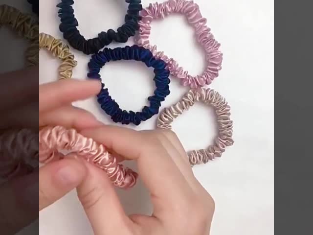 Woman Girls Skinny Hair Scrunchies Silk Satin Small Ponytail No Damage Breakage