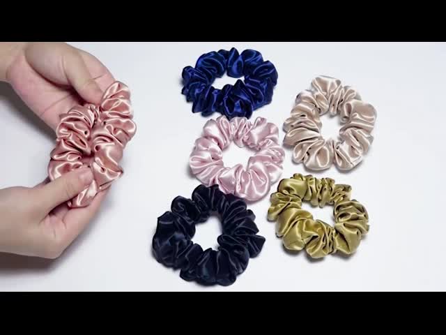 100% Pure Mulberry Silk Pink Black Large Oversized Scrunchies HST2023A050
