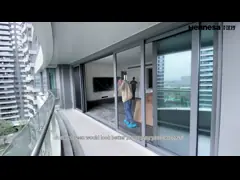 Полумануфактурный балкон материалов сползая дверей с защитной сеткой насекомого video