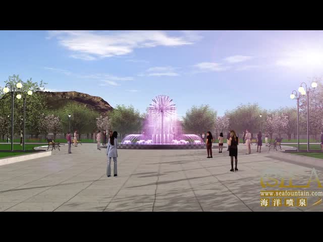 Shining LED Lighted Stainless Steel Decorative Dandelion Water Fountain For Amusement Park