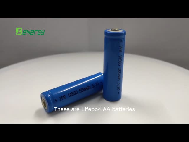 Батарея 3.2V 500mAh LiFePO4 14500 3.2V перезаряжаемые лития AA цилиндрическая видео