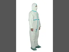 Type 4B Anti Static Blue Tape Disposable Chemical Protective Coverall With Hood