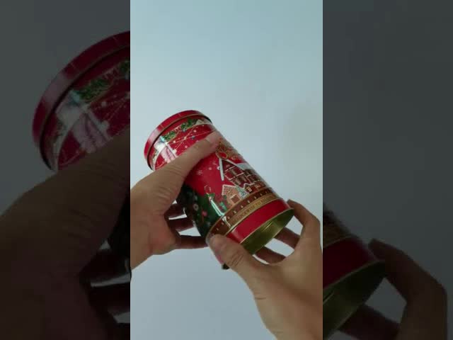9mm Dia Christmas Musical Tin With Slip Cover Cookie Sweets Tin Box Packaging