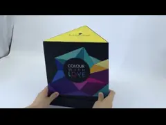 Mencetak Karton Kustom Kotak Kemasan Kreatif Kotak Segitiga Permukaan Glossy UV