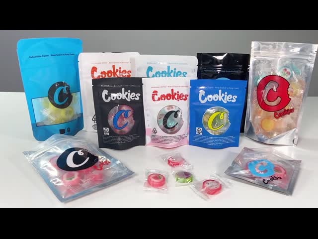 BRC Ziplock Mylar Bag With Window Cookies Packaging Stand Up Pouches For Weed Flower