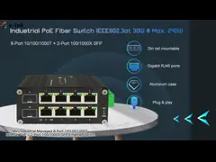 PoE Switch 8 Port 10/100/1000T 802.3at 30W To 2-Port 100/1000X Din Rail Managed Switch