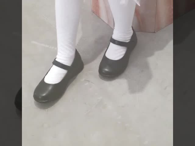Black Leather School Shoes Customized With Flat Heel / Rubber Sole