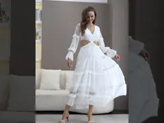 Обслуживание ОЭМ платья Миди уравновешивания шнурка платьев шнурка дам рукавов воздушного шара video