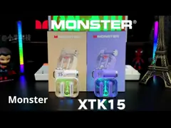 Наушники XKT15 Monster TWS ANC ENC, 4,5 часа воспроизведения музыки с неоновой подсветкой video