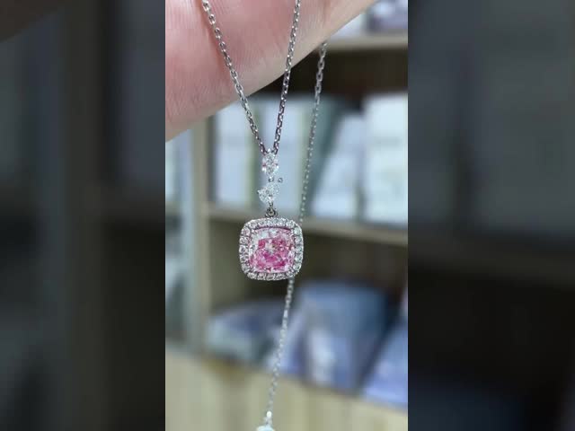 розовый валик 1.63ct отрезал лабораторию ПРОТИВ золота бриллиантового колье 18k белого подгоняет обслуживание