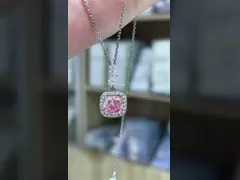 1.63ctピンクのクッションは実験室を対ダイヤモンド ネックレス18kのホワイト ゴールド カスタマイズするサービスを切った