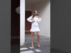 Вышитые кружевные платья с открытыми плечами Укороченное платье-миди с рюшами и рюшами video