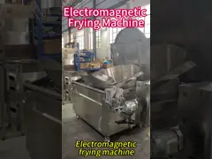 Electromagnetic frying machine with automatic discharge