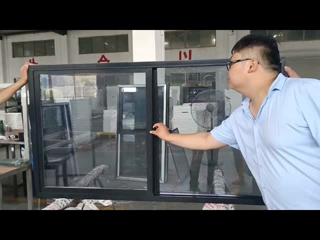 Gray Anthracite UPVC Balcony Sliding Window Crescent Lock