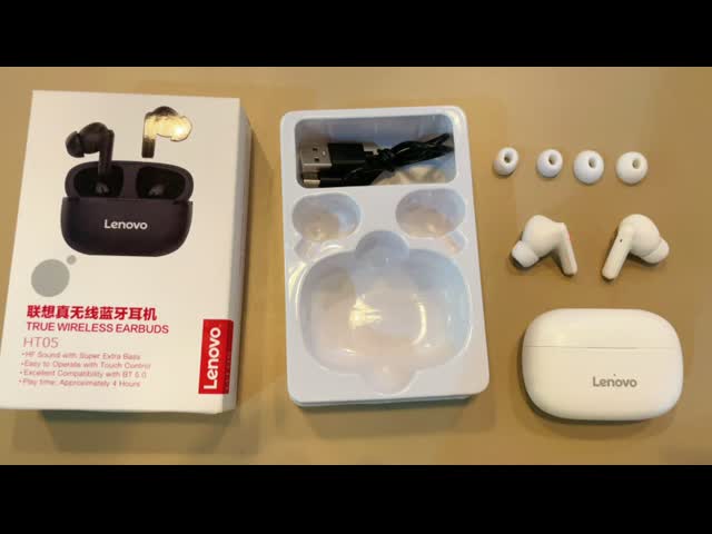 HT05 Беспроводные наушники Lenovo TWS Голосовой помощник Наушники Lenovo Tws видео