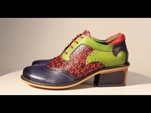 Handmade Brogue Oxford Shoes Womens Lace Up Dress Shoes 36-42 Size