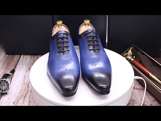 Retro Vintage Mens Leather Dress Shoes Brown Oxfords Zip Lace Up Brogue Shoes