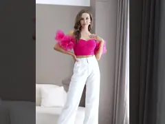 Ruched Corset Personalised Ladies Tops Cropped Style With Puff Sleeve