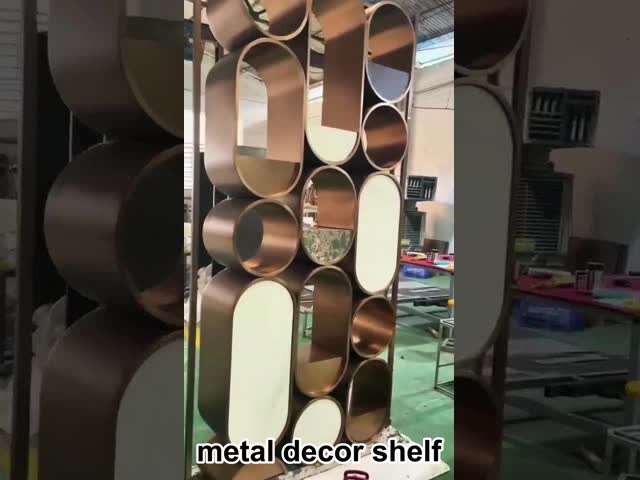 Stainless Metal Shelf Room Divider Double Sided Bookshelf Room Divider