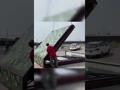 Гальванизированные дома треугольника рамки стальной трубы спецификации контейнера офиса Prefab складные video