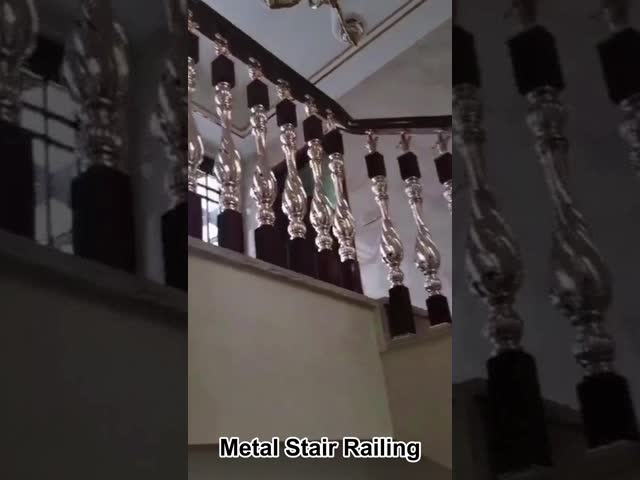 Royal Classic Stair Railing Carve Flower Stair Column Metal Railing Indoor